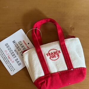 Trader Joe's Red and White Canvas Micro Tote Bag